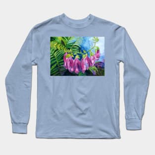 Pink Foxglove watercolour painting Long Sleeve T-Shirt